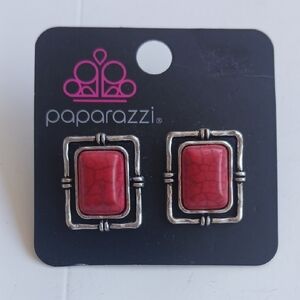 Paparazzi Red and Silver Geometric Earrings